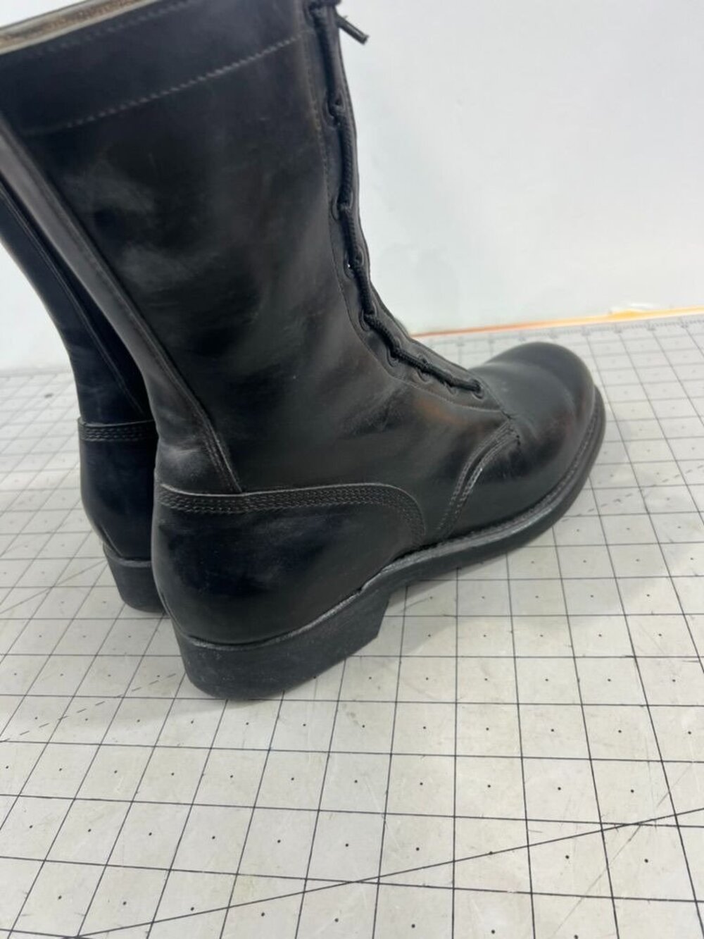 Black Leather Military Combat Flight Boots Zip/Lace Sz. 9 Vintage Vietnam Era - Picture 3 of 11